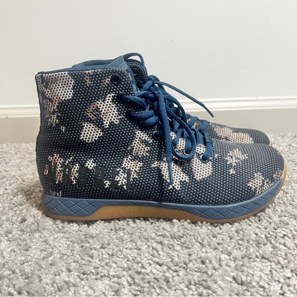 NOBULL High-Top Trainers Blue Floral Training Shoes Women’s